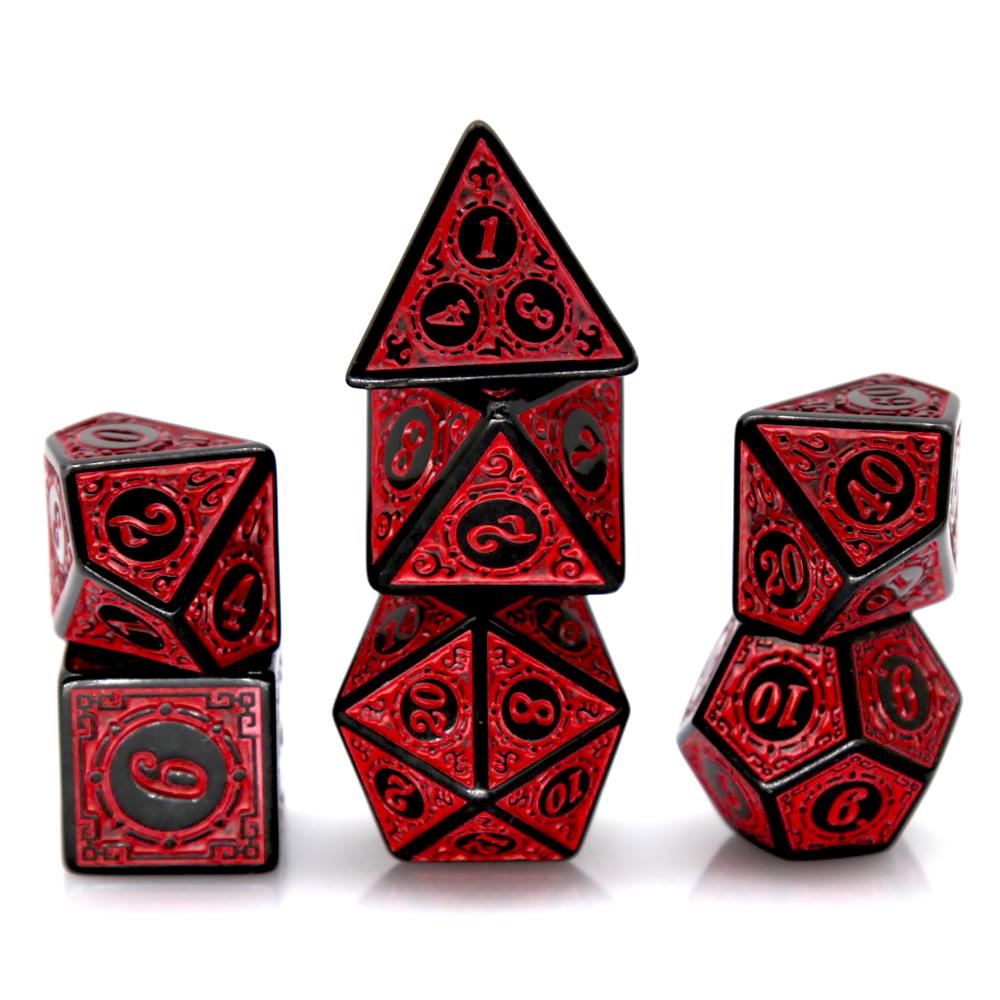 Board Game Dnd - Набор из 7 черно-красных акриловых многогранных